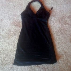 Sexy feathery halter dress